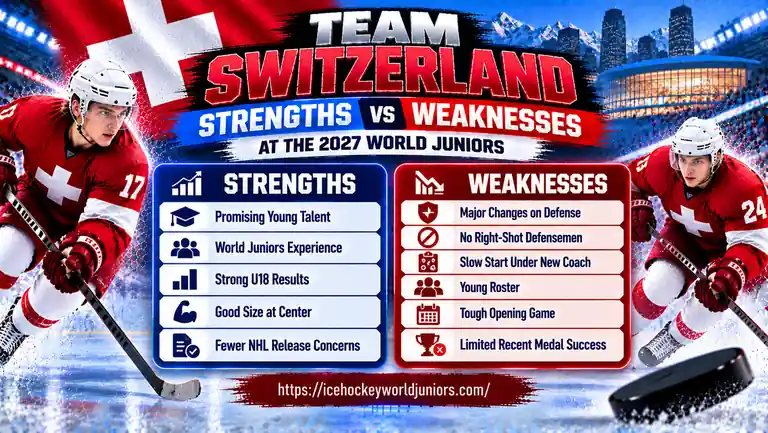 Team Switzerland at the 2027 WJC: Roster, Schedule, History & Predictions 4 Team Switzerland 2027 strengths and weaknesses for the World Junior Championship